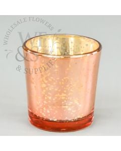 Mercury Glass Votive Candle Holder, Rose Gold - Pack of 6-2