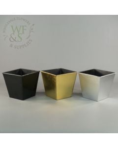 5"  Square Recycled Plastic Pot - Gold ,Silver or Black 