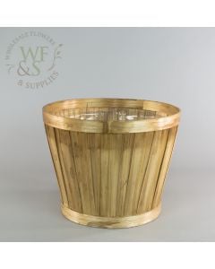 Round Tapered  Bamboo  Basket in Khaki Brown 