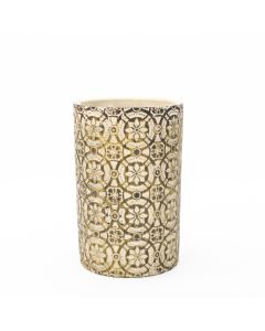 Embossed 8.5" Ceramic Cylinder Vase, Gold Wash