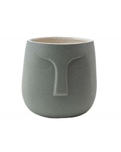 7" Gray Moai Face Ceramic Pot