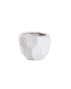 5" White Geometric Ceramic Pot