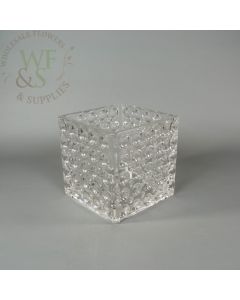 Square Clear Glass Cube Vase Dimple Effect 5" x 5" 4