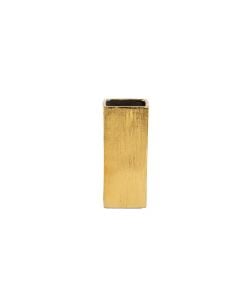 12" Tall Modern Ceramic Square Vase Gold Etched