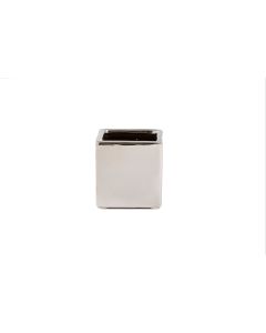 3" Silver Cube Ceramic Vase