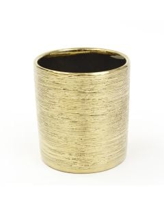Gold Etched Mini Ceramic Cylinder Vase Candle Holder