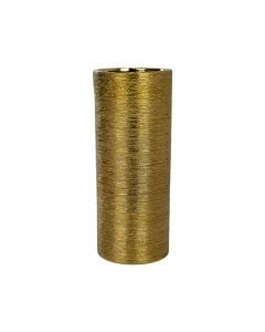 12" Gold Etch Cylinder Ceramic Vase 