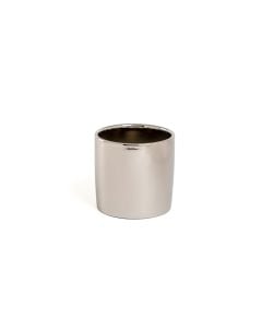Silver Metallic Ceramic Cylinder Vase 5" 2