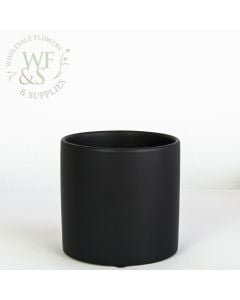 Matte Black Ceramic Cylinder Centerpiece Vase 6-inch tall 