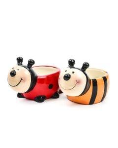 Ladybug & Bumble Bee Planter Set
