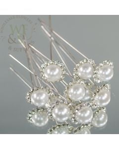 Floral Pins Wedding Bouquet Diamond Pearl Decor 18 pack