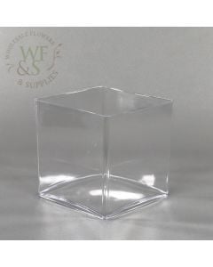 Square Plastic Vase Clear 6-inch-4
