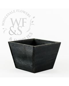Square wood Flower Pot Vase Container in Black 5" Tall
