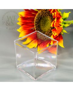 4" Plastic Cube Vase - Clear 