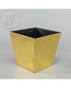 Metallic Gold Recycled Plastic Square Tapered Pot 