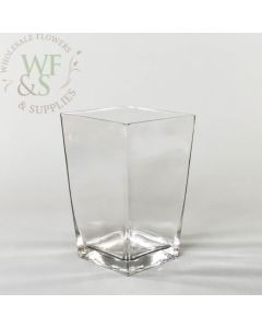 Taper Down Square Glass Vase 8" 2