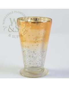 Silver Gold Mercury Glass Candle Holder  Crackle Effect 