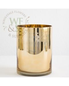8" Reflective Gold Cylinder Glass Vase