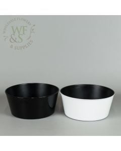 Black and white recycled plastic dish garden flower pot vase container