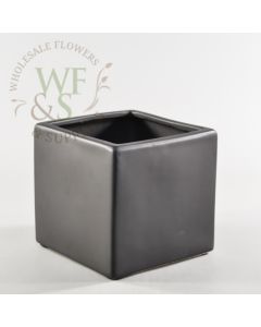  Ceramic Cube Vase Black Matte 3" Tall