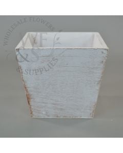 Wood Planter Flower Container in White 5.5" tall 4
