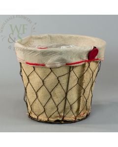 6" 'Country Farm' Burlap Netted Basket