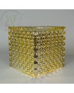 Square Gold Mirrored Glass Cube Vase Dimple Effect 6x6 