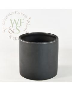 Black Cylinder Ceramic Vases 5" x 5.3"