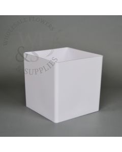 5" Plastic Cube Vase - White 