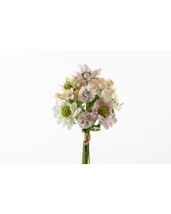 13"  Pink Cream Scabiosa & Orlaya Lace Flower Bouquet