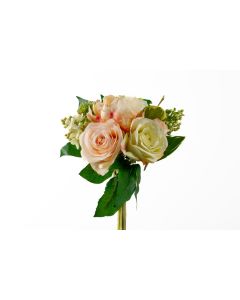 11" Peach Green Peony, Rose & Lilac w/ Greenery Bouquet