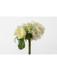11" Cream Hydrangea, Rose & Peony Bouquet