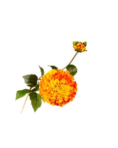 31" Silk Dahlia Flower Stem -Orange/Yellow