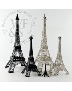 Mini Metal Eiffel Towers Silver Black - 15" 