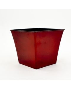 6.5" Red Tapered Square Plastic Pot 