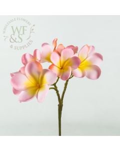 Pink Silk Plumeria Flowers on Stem 12"