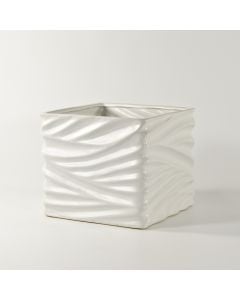 Wavy Ceramic Small Square Container White 3