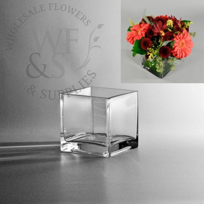Open 4"x4" Wedding Wholesale Home Decor 24pcs Clear Square Cube Glass Vase H-4" 
