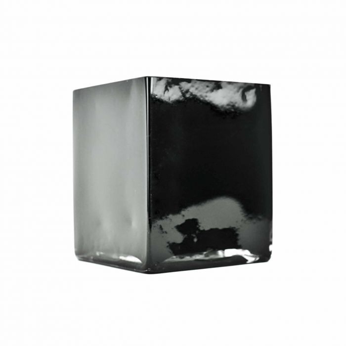 St Pilgrim Modstander Glass Cube Vase in Black 5-inch - Wholesale Flowers and Supplies
