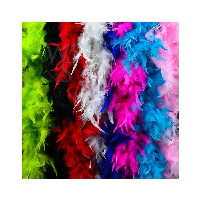 Feather Boa in Hot Pink,Pink,Black,White,Red,Turqoise, Lime and Dark Blue -  Wholesale Flowers and Supplies