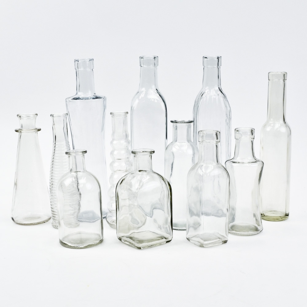 Assorted Glass Decorative Bottles 12-Piece Set