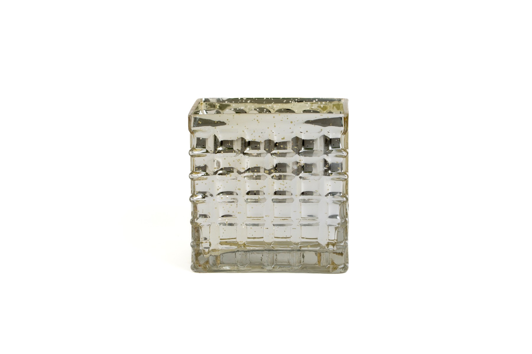 Gold  Square Mercury Glass Mosaic Vase 6" x 6"
