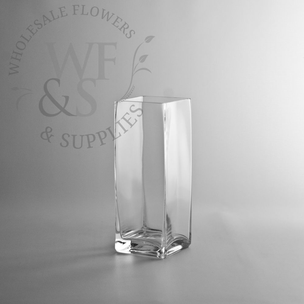 Square Glass Block Vase 8 inches tall x 3 inches wide