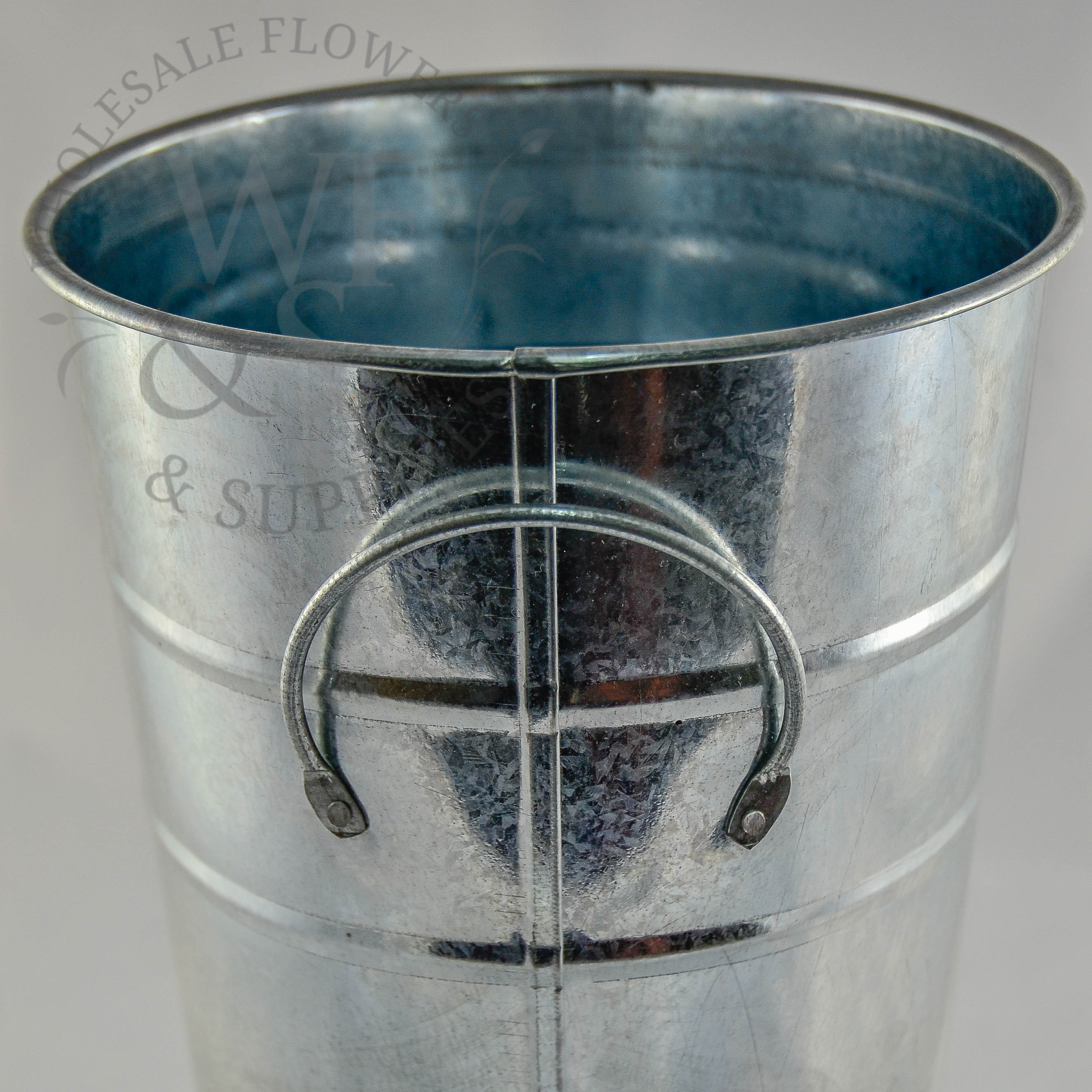 6.25" Galvanized Metal French Flower Bucket opening