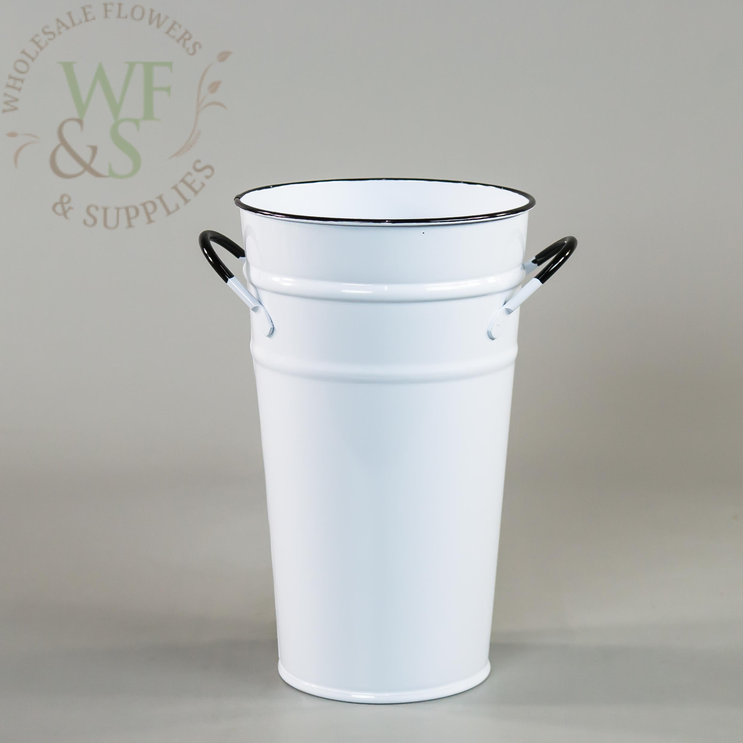 White Enamel French Bucket  7"